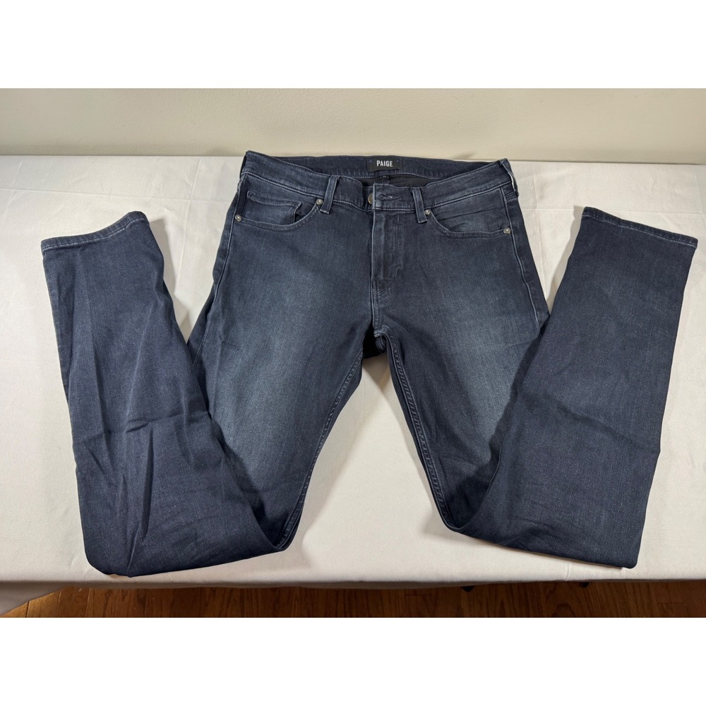 Paige Lennox Slim Fit Jeans Mens 30 Dark Wash Stretch Denim Pants